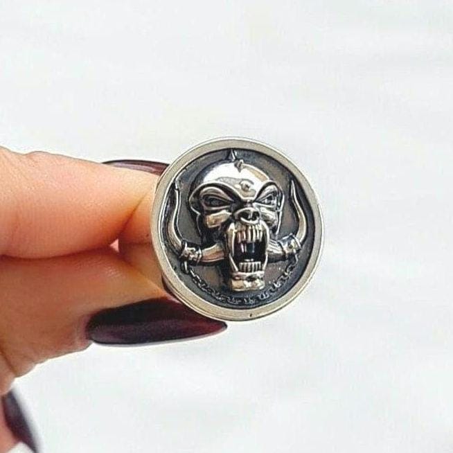 Motorhead Snaggletooth War Pig Ring-Solid 925 Silver-Heavy Duty Design for the Ultimate Rockstar