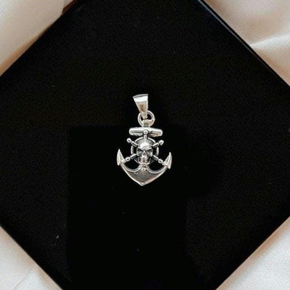 Nautical Anchor with Skull Pendant • Sterling Silver skull Pirate Handmade jewelry