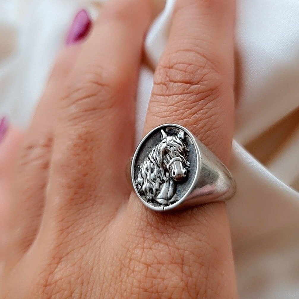 Handmade Sterling Silver Horse Ring: Western Equestrian Jewelry