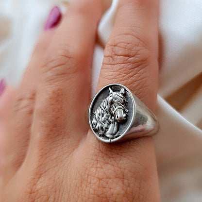 Handmade Sterling Silver Horse Ring: Western Equestrian Jewelry
