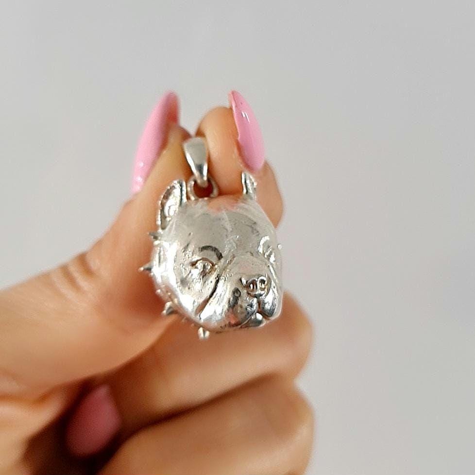 Handmade Sterling Silver American Pit Bull Pendant: Bold Dog Lover Gift