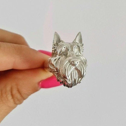 Handmade Scottish Terrier Ring: 925 Sterling Silver Scottie Dog Jewelry