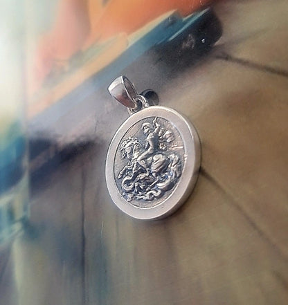 Glorious Saint George Jewelry Piece- Exquisite Design- Sterling Silver Pendant -Handmade