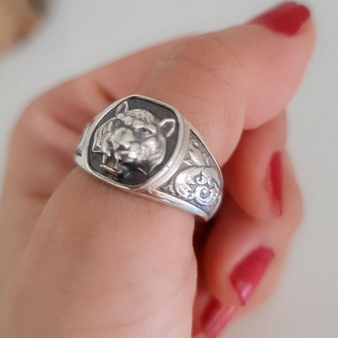 Handmade Tiger Ring: Sterling Silver Gothic Animal Jewelry
