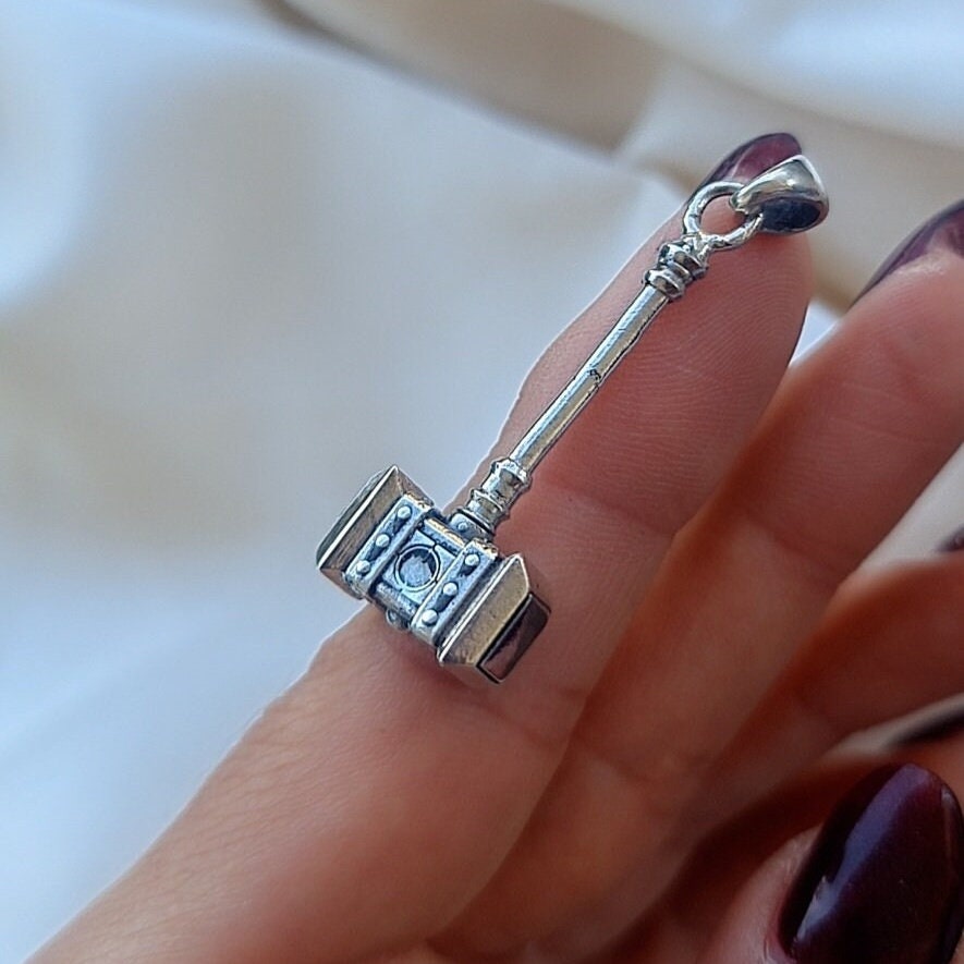 Handmade Sterling Silver Orgrim Doomhammer Pendant - Warcraft Jewelry