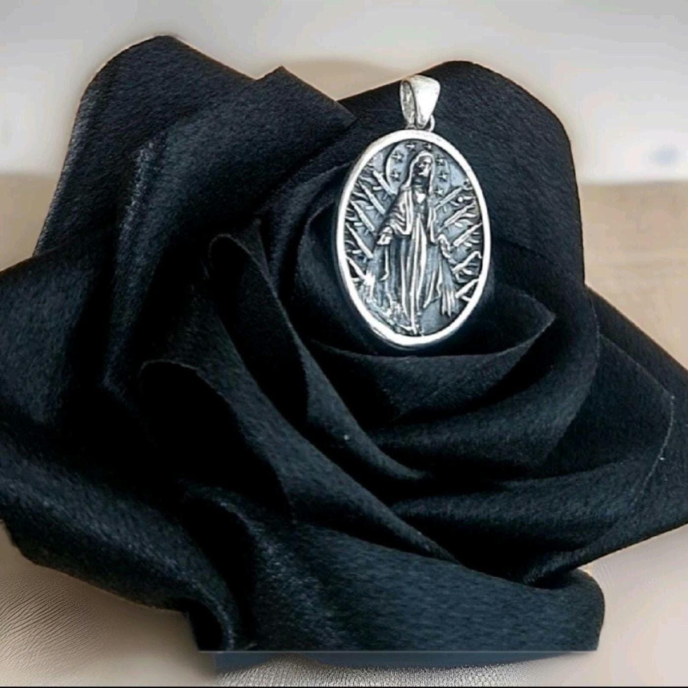 Handmade  Santa Muerte Pendant With Intricate Details - A Distinctly Crafted Necklace