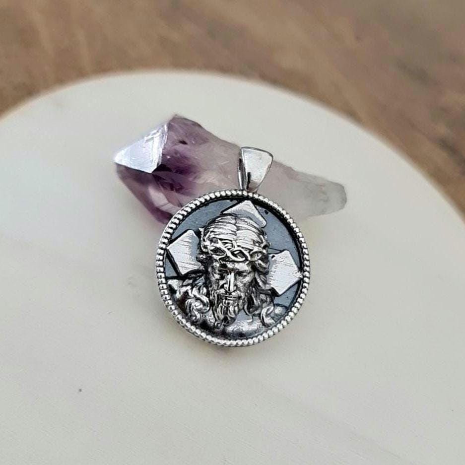 Handmade Sterling Silver Jesus Pendant Necklace: Religious Faith Jewelry