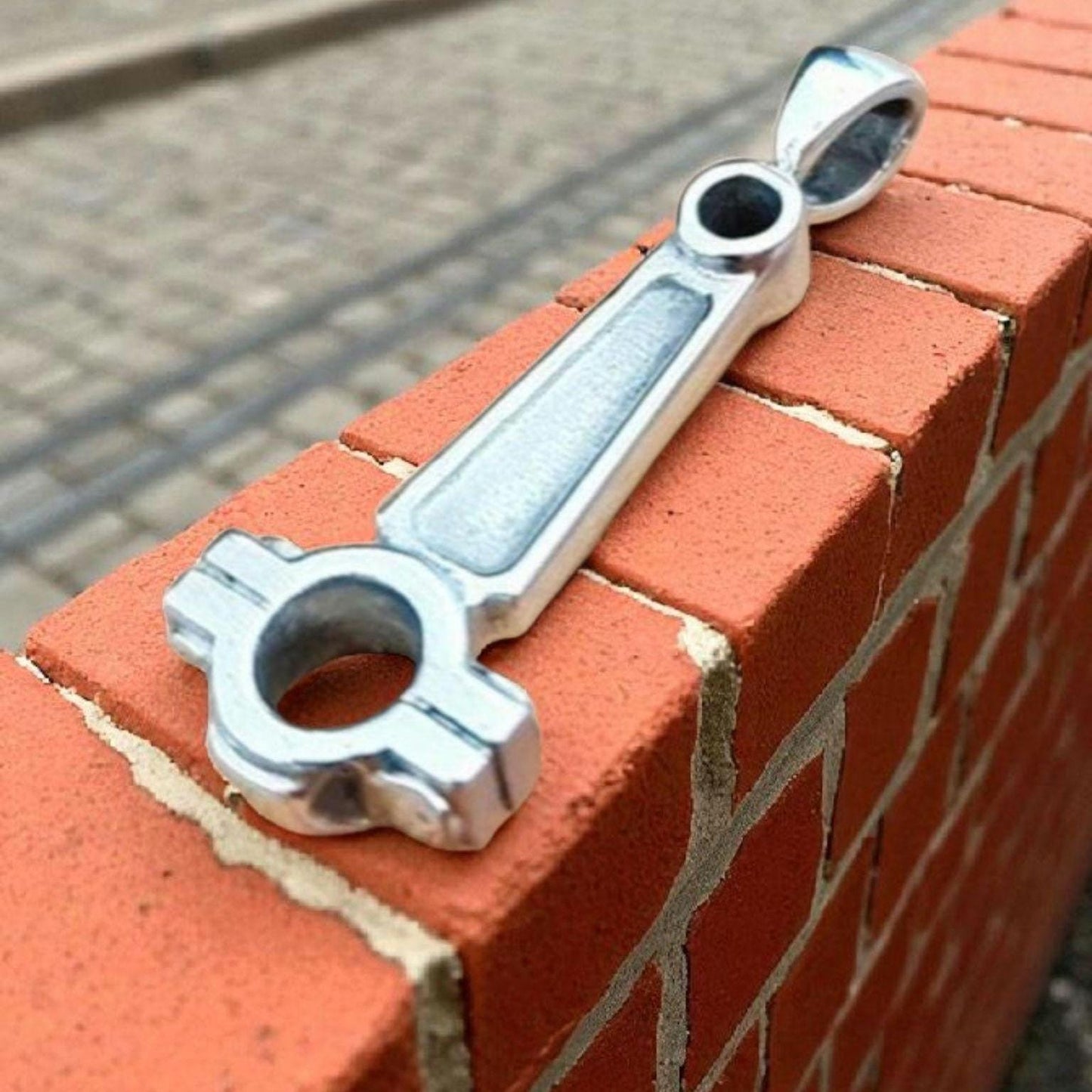 Handmade Sterling Silver Piston Rod Pendant - Gothic Biker Charm