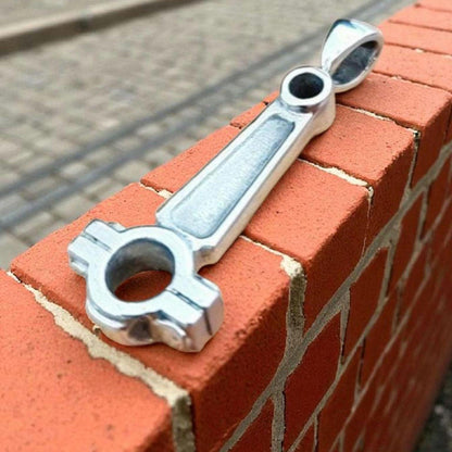 Handmade Sterling Silver Piston Rod Pendant - Gothic Biker Charm