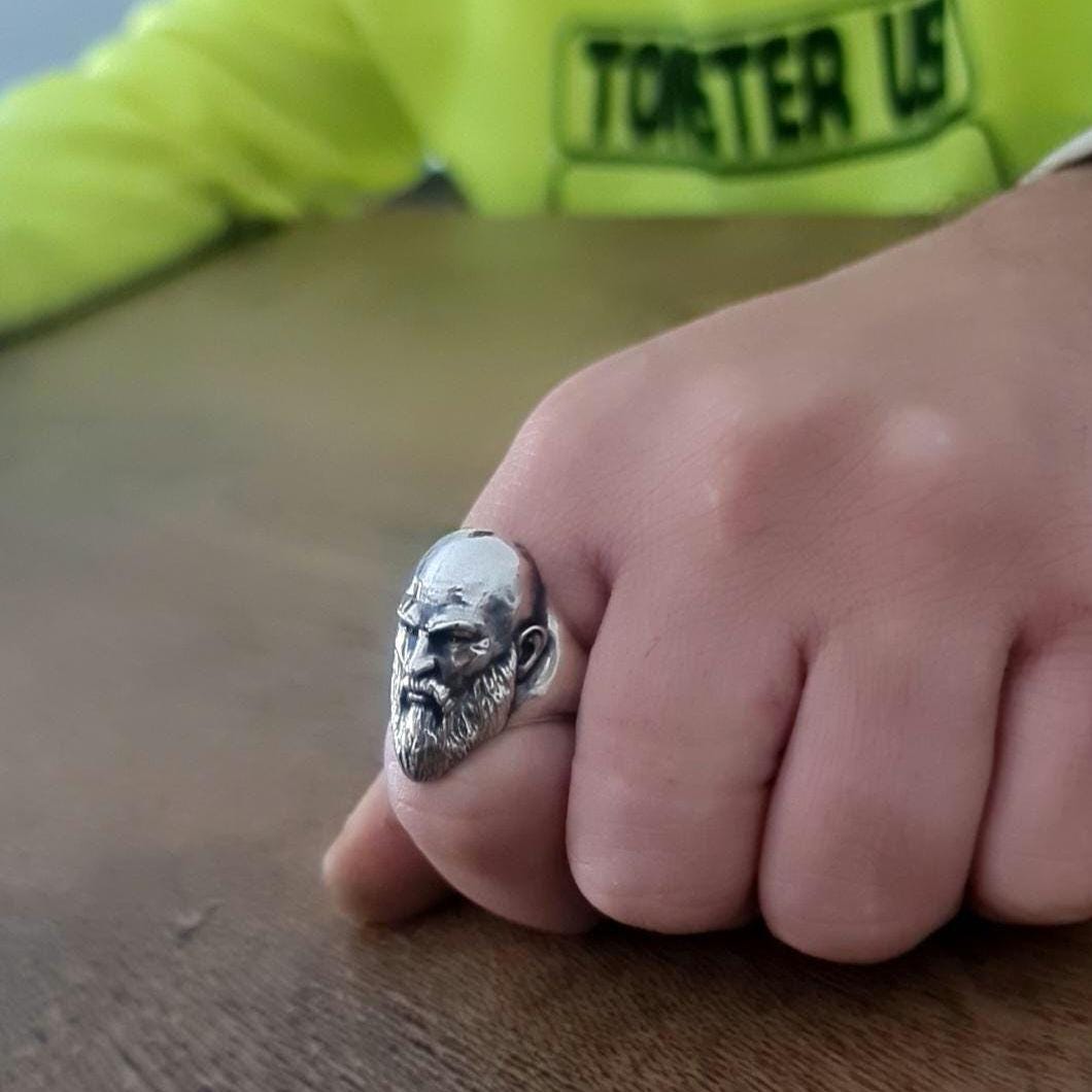 Handmade Kratos Ring: 925 Sterling Silver God of War, Gothic Gamer Jewelry