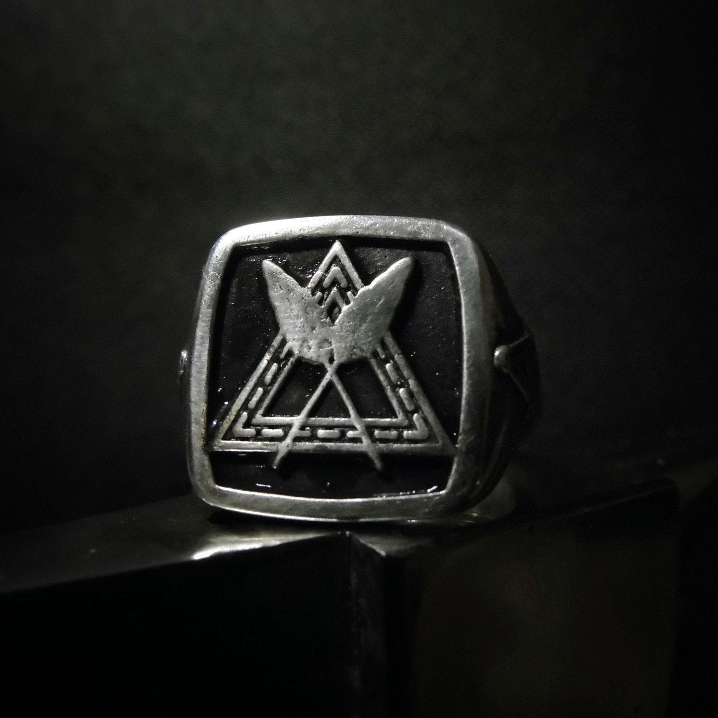 Handmade Gothic Sterling Silver Masonic Ring: Freemason Symbol
