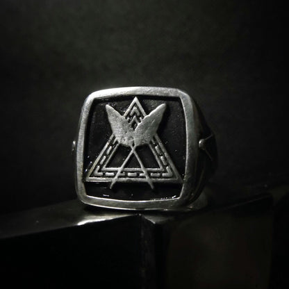 Handmade Gothic Sterling Silver Masonic Ring: Freemason Symbol