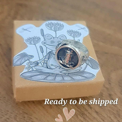 Handmade 925 Silver Yoga Frog Ring: Meditation Jewelry