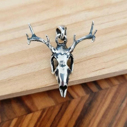 Handmade Sterling Silver Deer Skull Necklace: Gothic Animal Jewelry