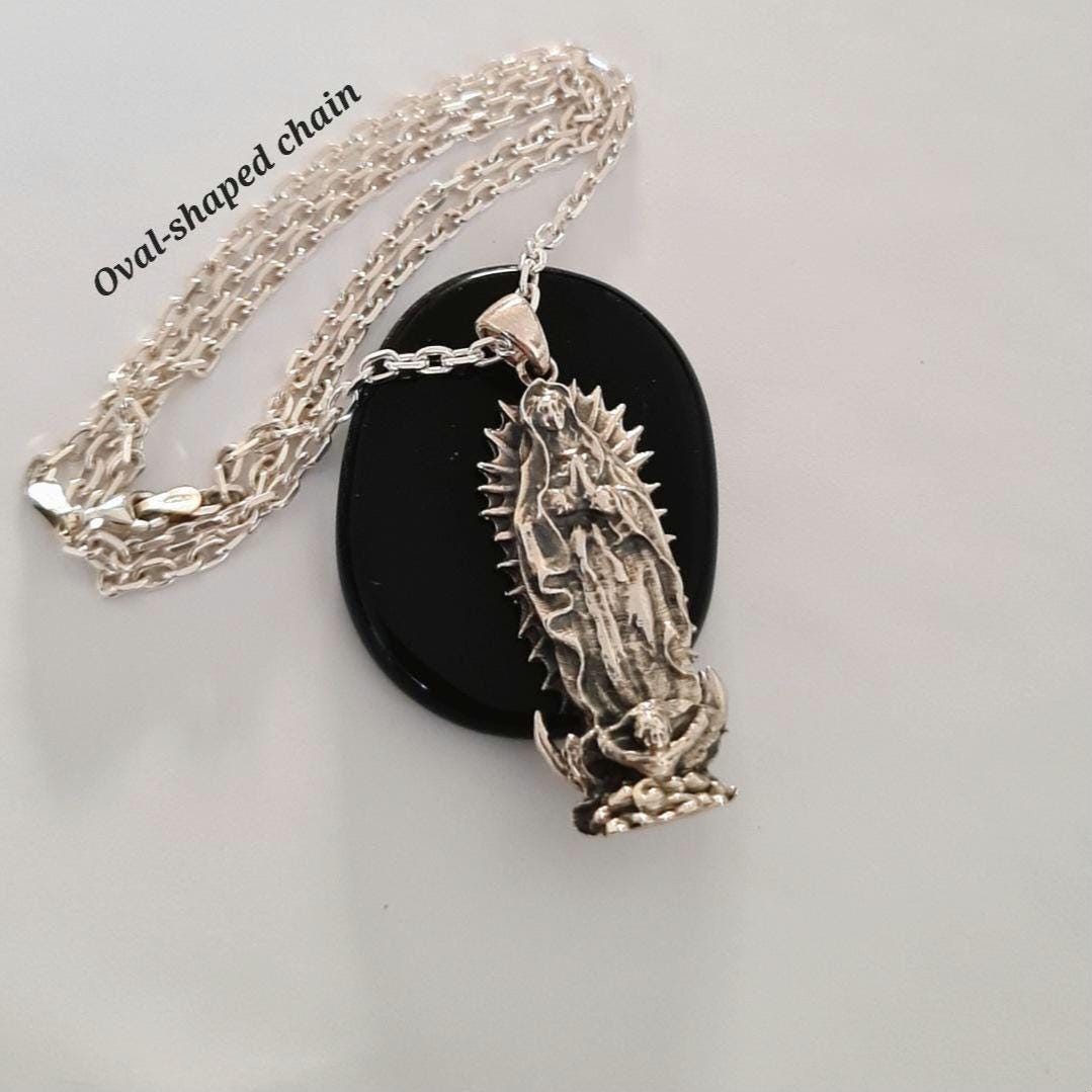 Sterling Silver Our Lady of Guadalupe Pendant - Catholic Holy Medallion