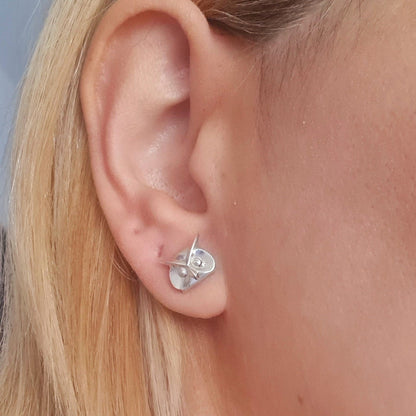 Miniature Owl stud Earrings - Sterling Silver Studs - Animal Jewelry for Nature Lovers -