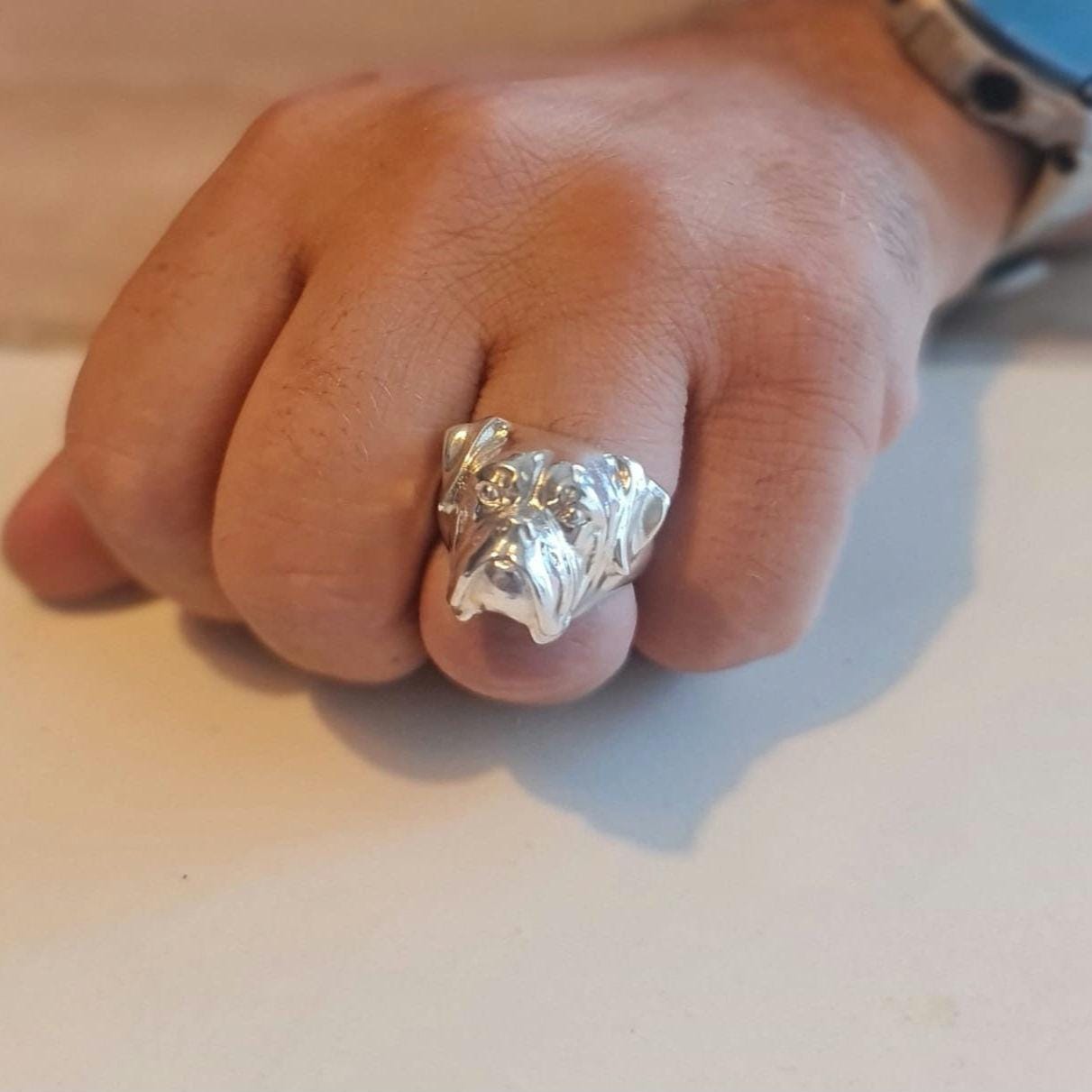 Handmade 925 Silver Boxer Dog Ring: Animal Lover Gift