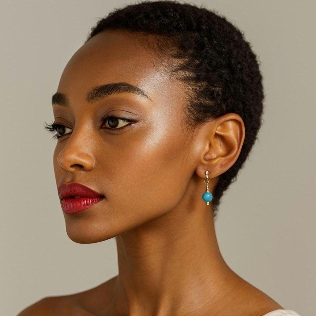 Natural Turquoise Sterling Silver Dangle Earrings – Handmade Boho Gemstone Jewelry December birthstone