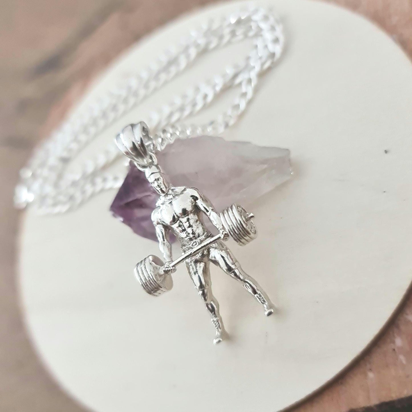 Handmade Sterling Silver Bodybuilder Pendant: Gym Gift