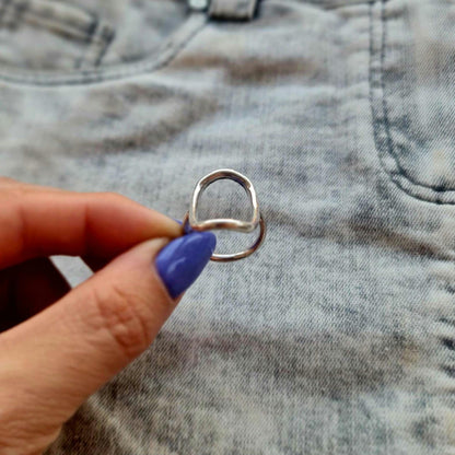 Handmade Sterling Silver Oval Ring: Minimalist Geometric Jewelry