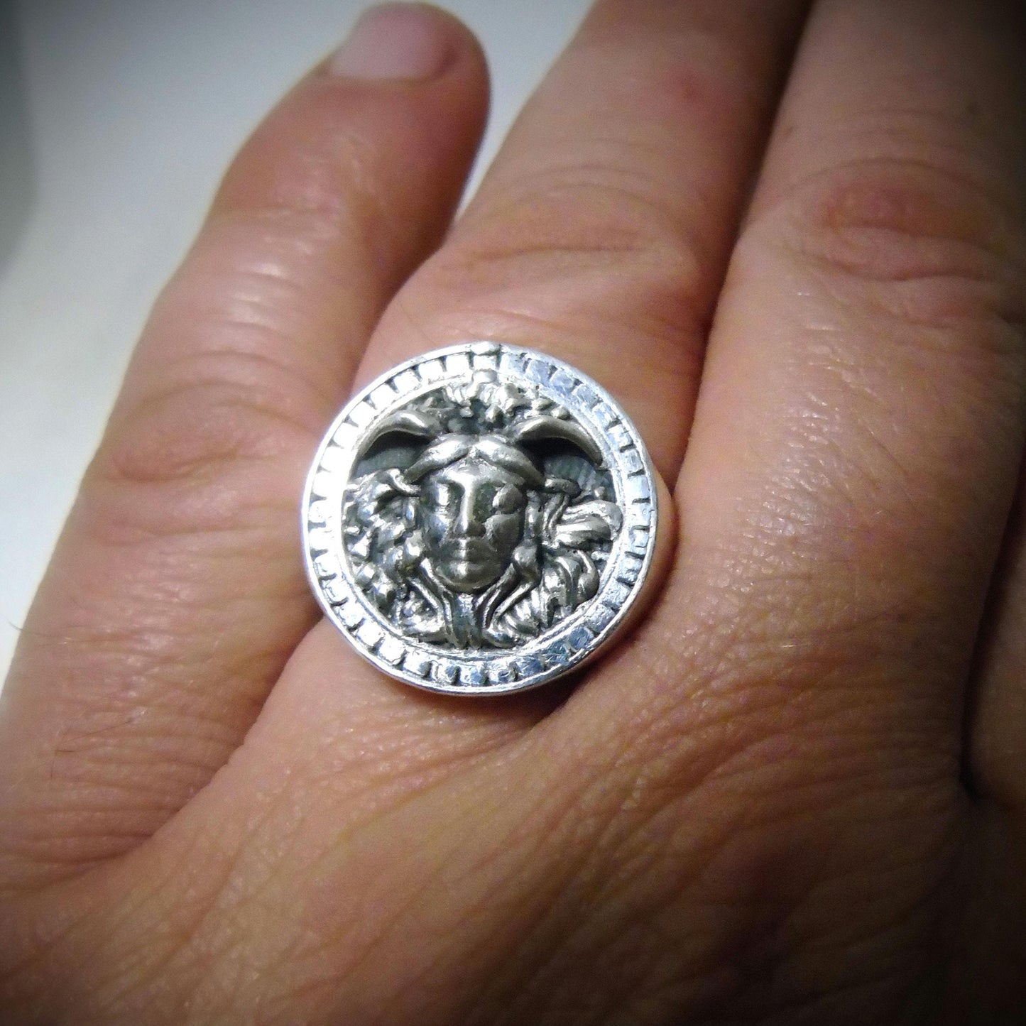 Handmade Sterling Silver Medusa Ring: Gothic Jewelry