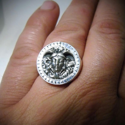 Handmade Sterling Silver Medusa Ring: Gothic Jewelry