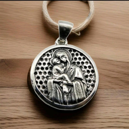 Handmade Sterling Silver Virgin Mary Pendant: Religious Icon