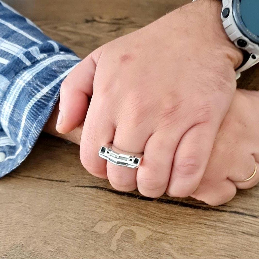 Handmade Silver 1979 Classic Car Ring: Bold Automotive Jewelry