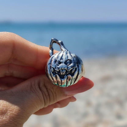 Jack-o'-Lantern Pumpkin ring -Spooky Halloween Jewelry- Handmade Sterling Silver