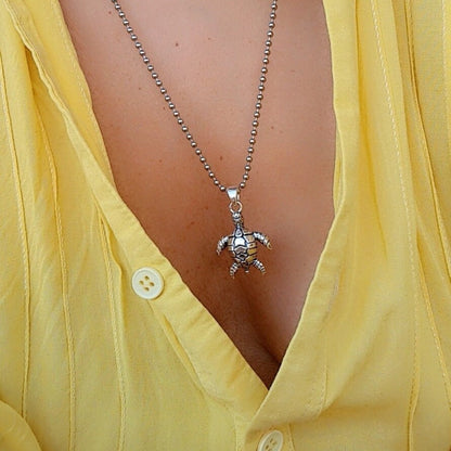 Handmade Sterling Silver Sea Turtle Pendant Necklace: Ocean Jewelry