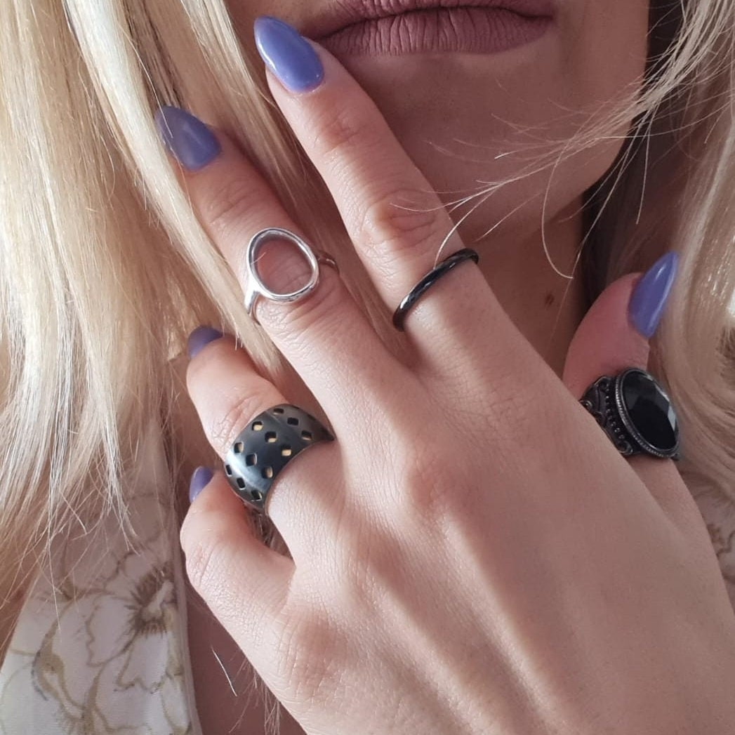 Oval ring, Sterling Silver Ring , Geometric