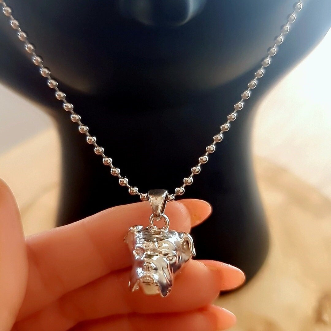 Handmade English Bulldog Pendant: Sculpted 925 Silver Dog Jewelry