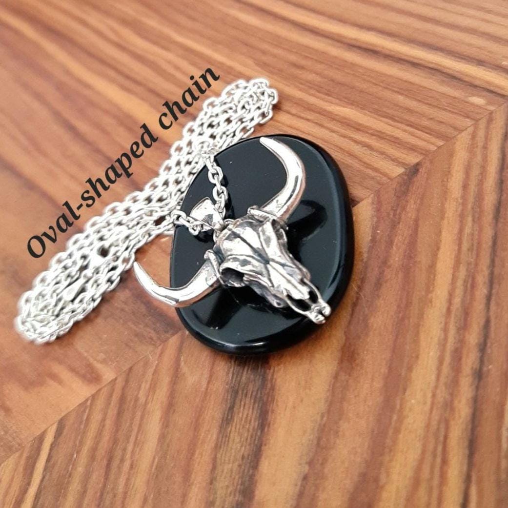 Sterling Silver Bull Skull Pendant: Native American Western Amulet