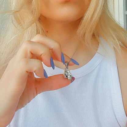 Handmade Silver Boxing Gloves Pendant Necklace - Gift for Athletes