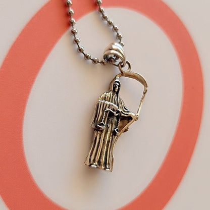 Handmade Gothic Santa Muerte 925 Silver Pendant