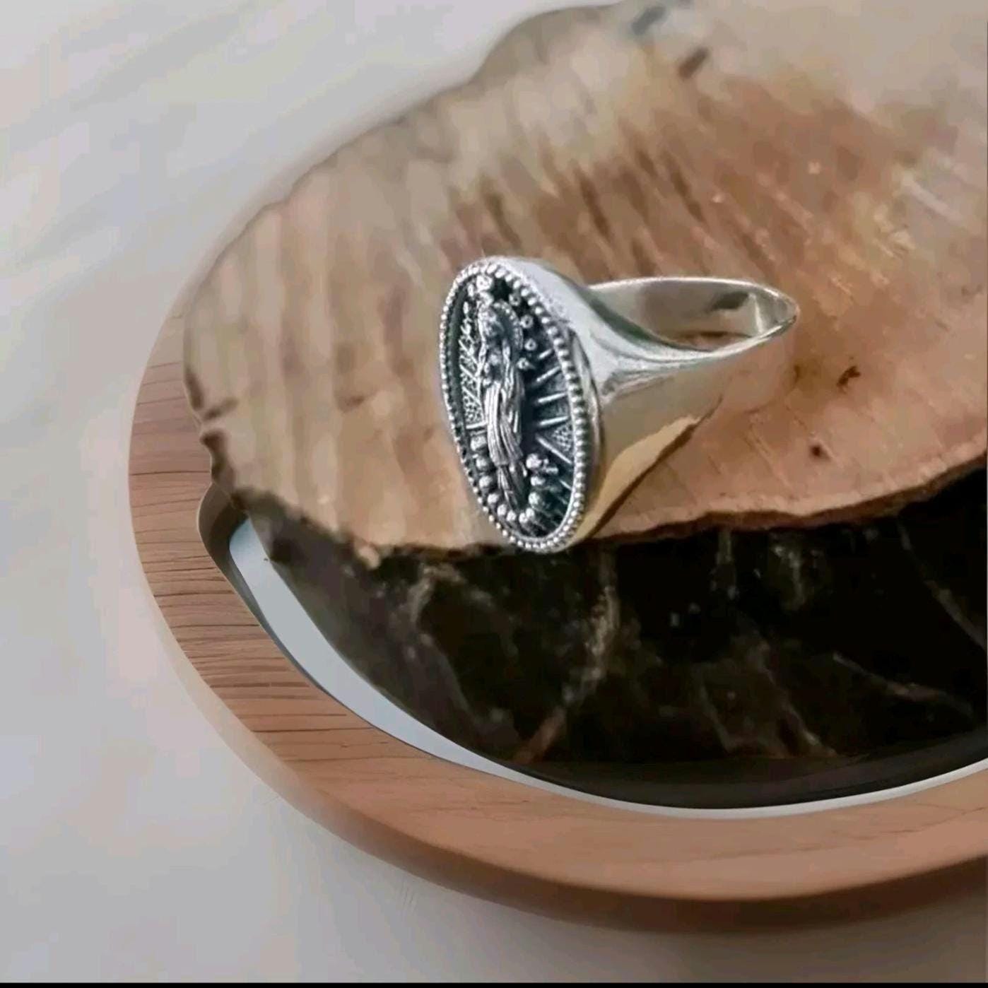 Handmade Sterling Silver Santa Muerte Ring: Gothic Mexican Jewelry