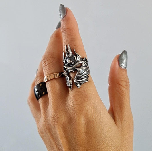 Handmade Sterling Silver Lich King Helmet Ring - Warcraft Inspired