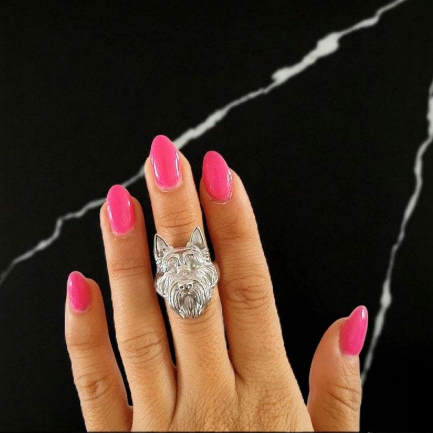 Handmade Scottish Terrier Ring: 925 Sterling Silver Scottie Dog Jewelry