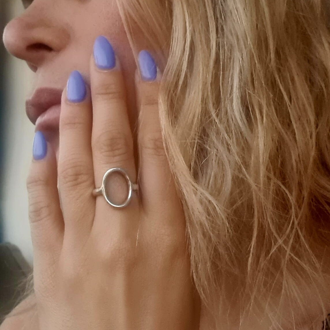 Oval ring, Sterling Silver Ring , Geometric