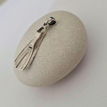Diver Fin Pendant • Scuba Diving Jewelry • Nautical Ocean Lover Gift • Unisex • Sterling Silver