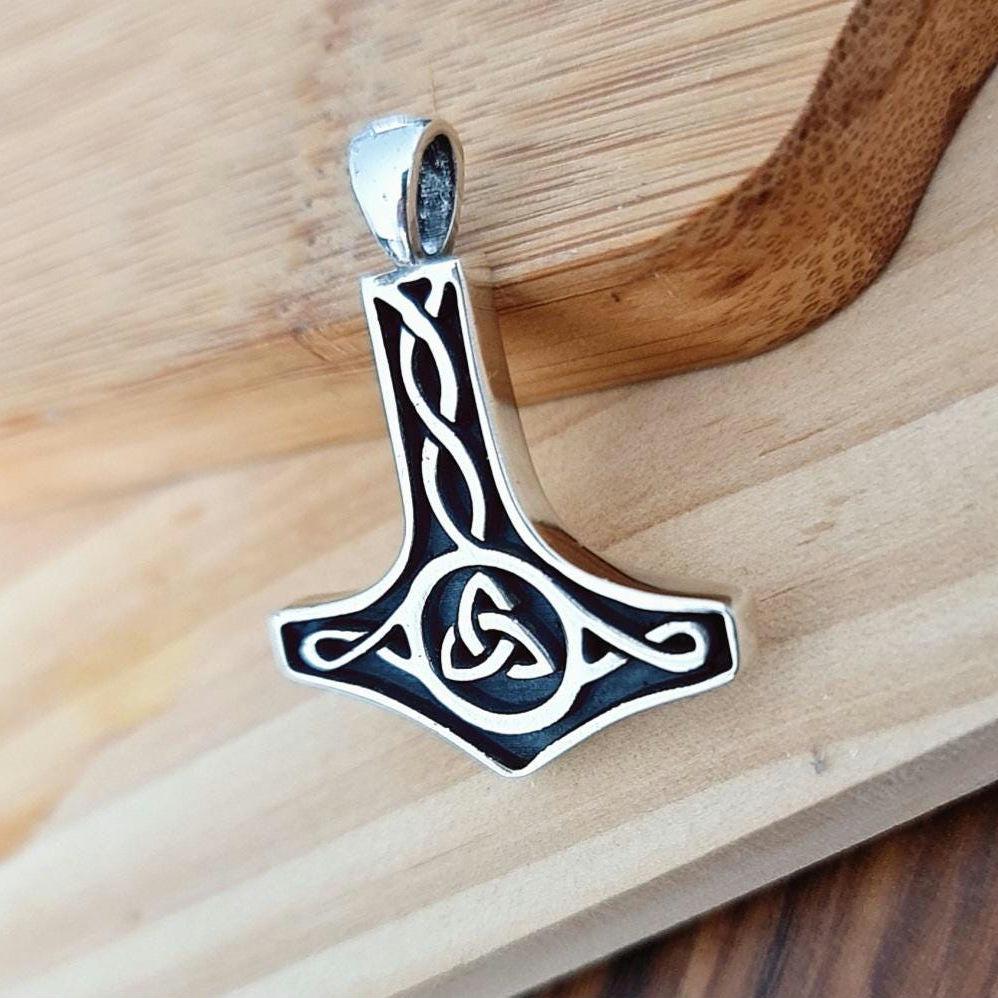 Sterling Silver Thors Hammer Necklace: Handmade Mjolnir Pendant