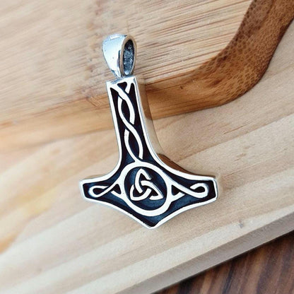 Sterling Silver Thors Hammer Necklace: Handmade Mjolnir Pendant