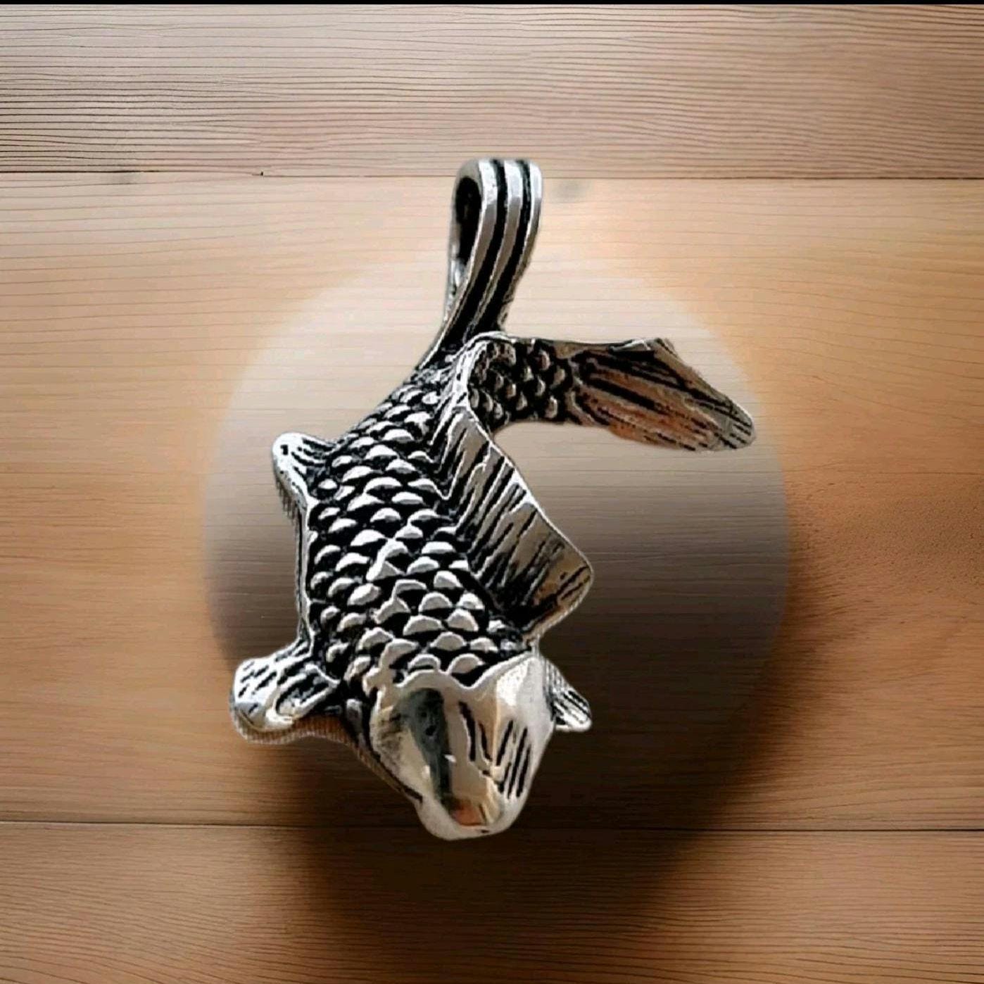 Handmade Sterling Silver Koi Fish Pendant: Lucky Japanese Necklace