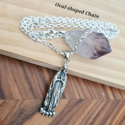 Handmade Santa Muerte Pendant  Sterling Silver Gothic Necklace