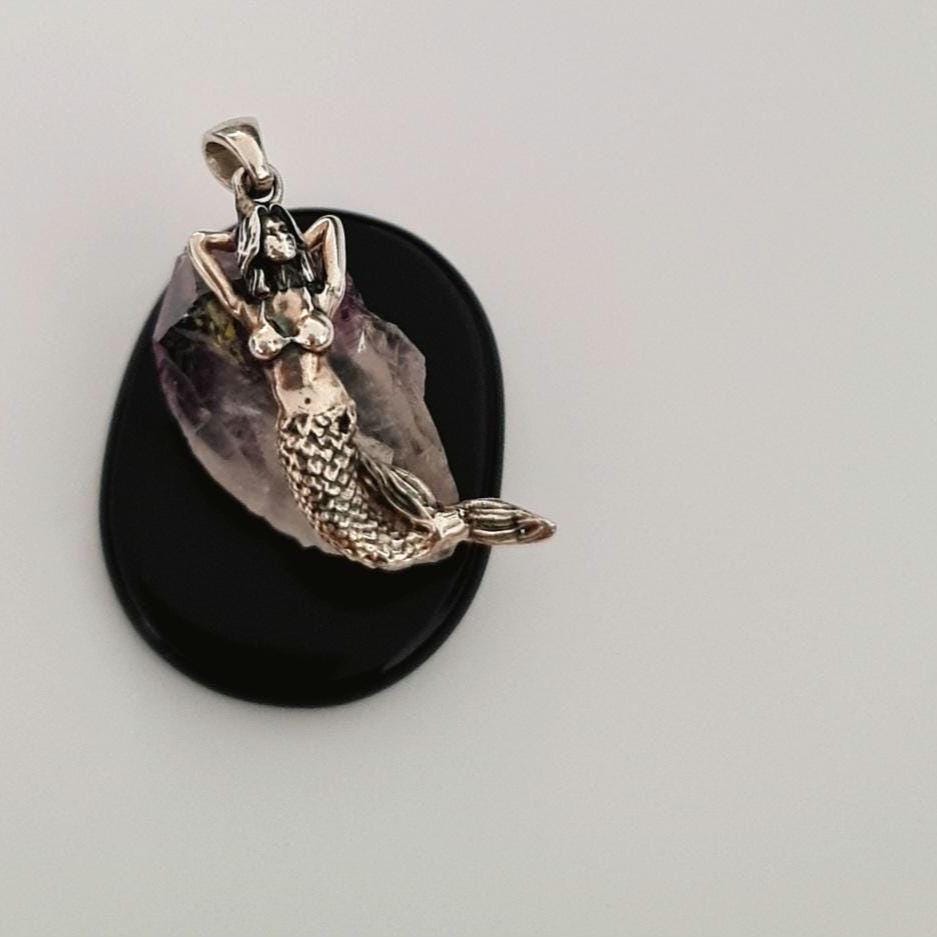 Sterling Silver Mermaid Pendant Necklace: Gothic Sea Lover Gift