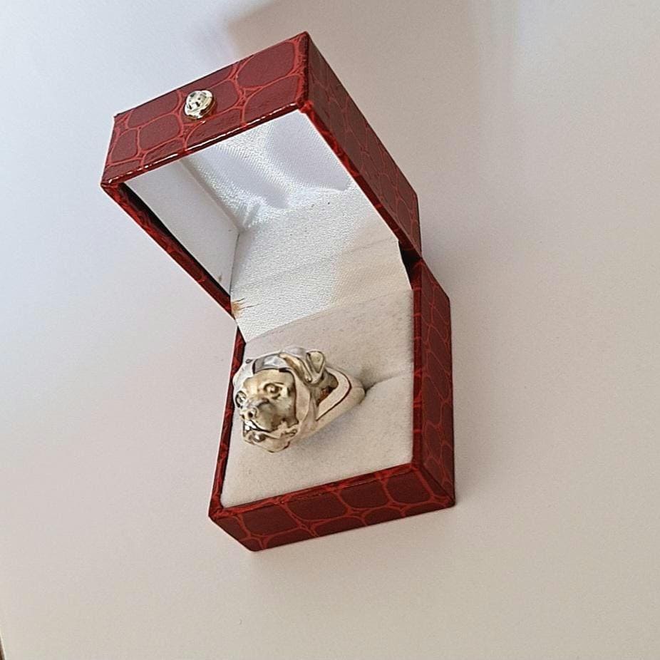 Handmade Rottweiler Ring: Detailed 925 Sterling Silver Dog Band