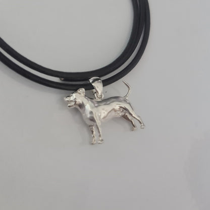 Silver American Staffordshire Terrier Dog figurine Pendant with Unique Design-solid & sturdy S