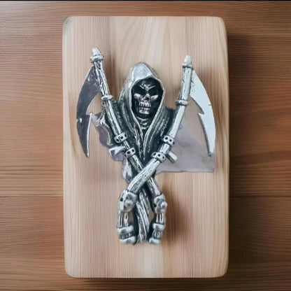 Gothic Grim Reaper Scythe skull necklace Santa Muerte necklace