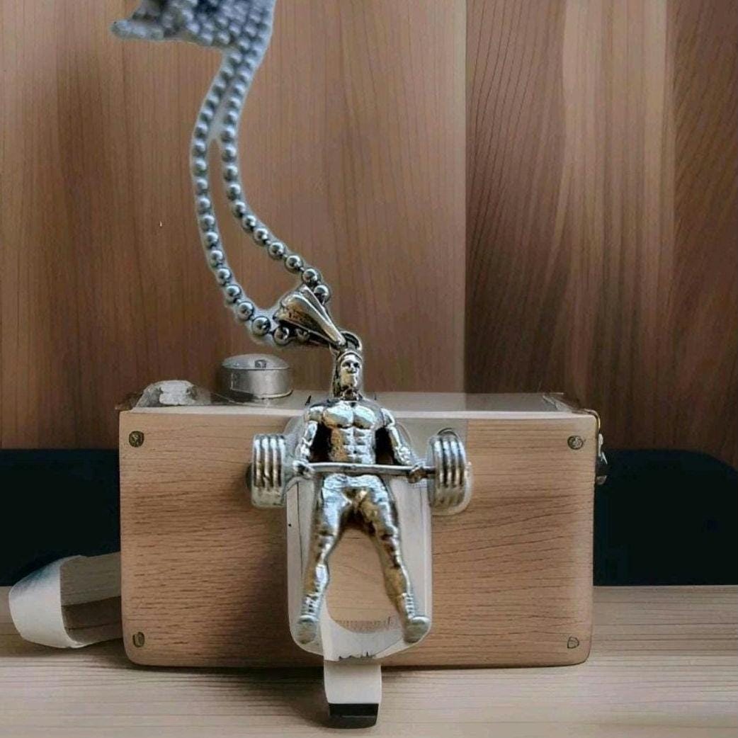 Handmade Sterling Silver Bodybuilder Pendant: Gym Gift