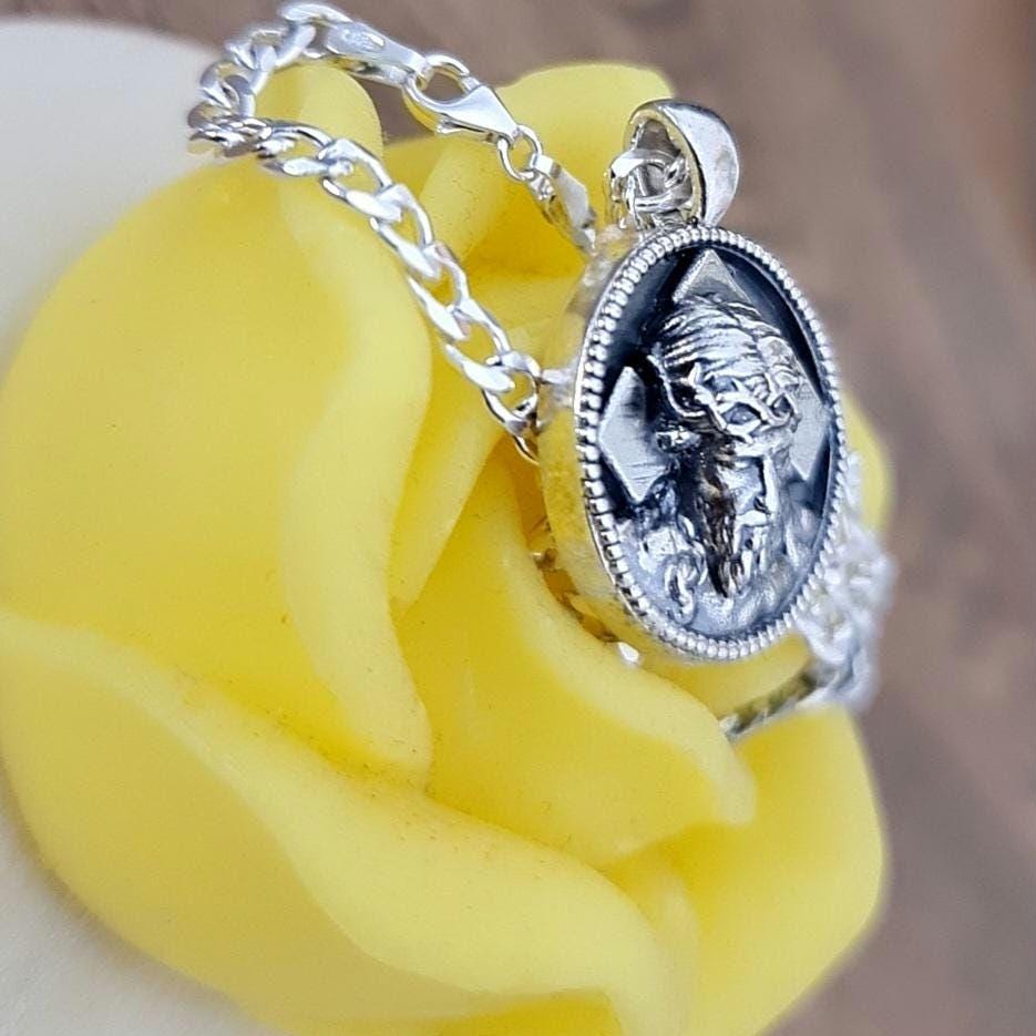 Handmade Sterling Silver Jesus Pendant Necklace: Religious Faith Jewelry